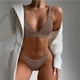 thumbnail image 2 of MKLEKYY Traje De Baño Mujer Women Sexy V Neck Solid Color Strip Pad Bikini Two Piece Swimsuit, 2 of 5