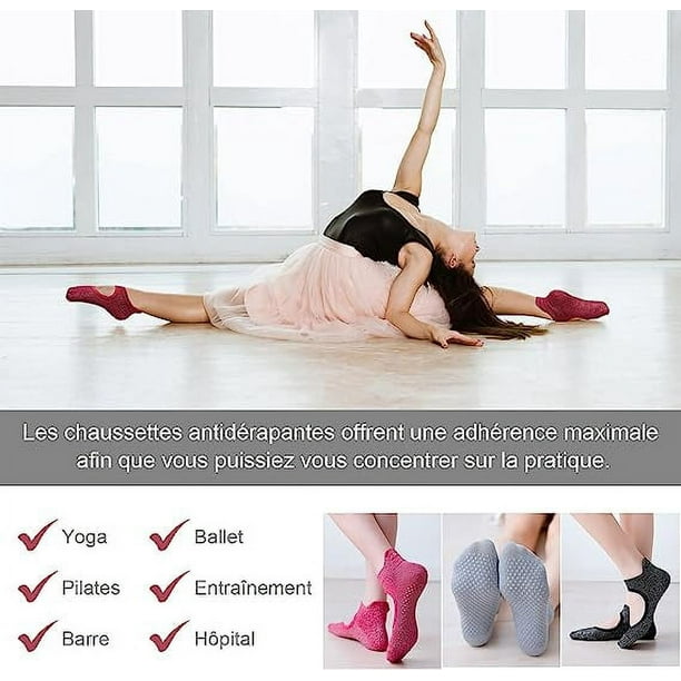 2 Paires De Chaussettes Pour Yoga Et Pilates En Mélange De Coton Avec Bandes Elastiques Croisees L31336490