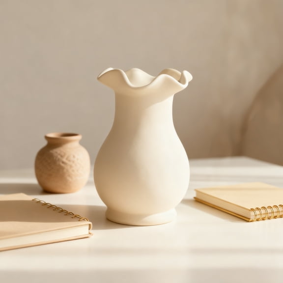 GARITIN White Ceramic Vase for House Table Decor Small Vase for Flowers Home Tabletop Decoration Decorative Vases for Bouquet