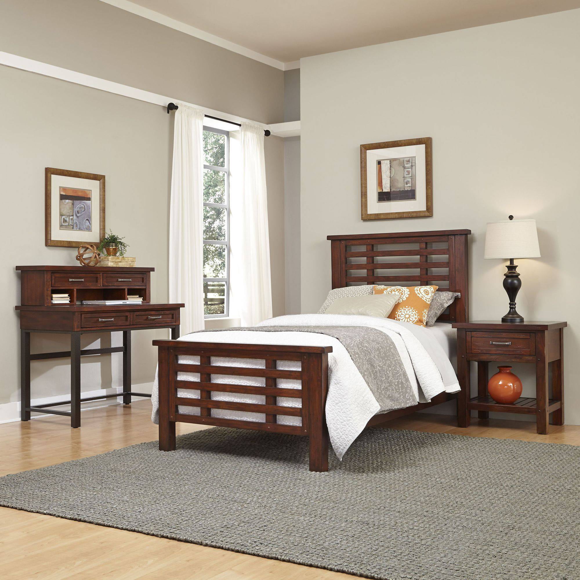 Home Styles Furniture Cabin Creek Twin Bed, Night Stand and Student Desk with Hutch Walmart
