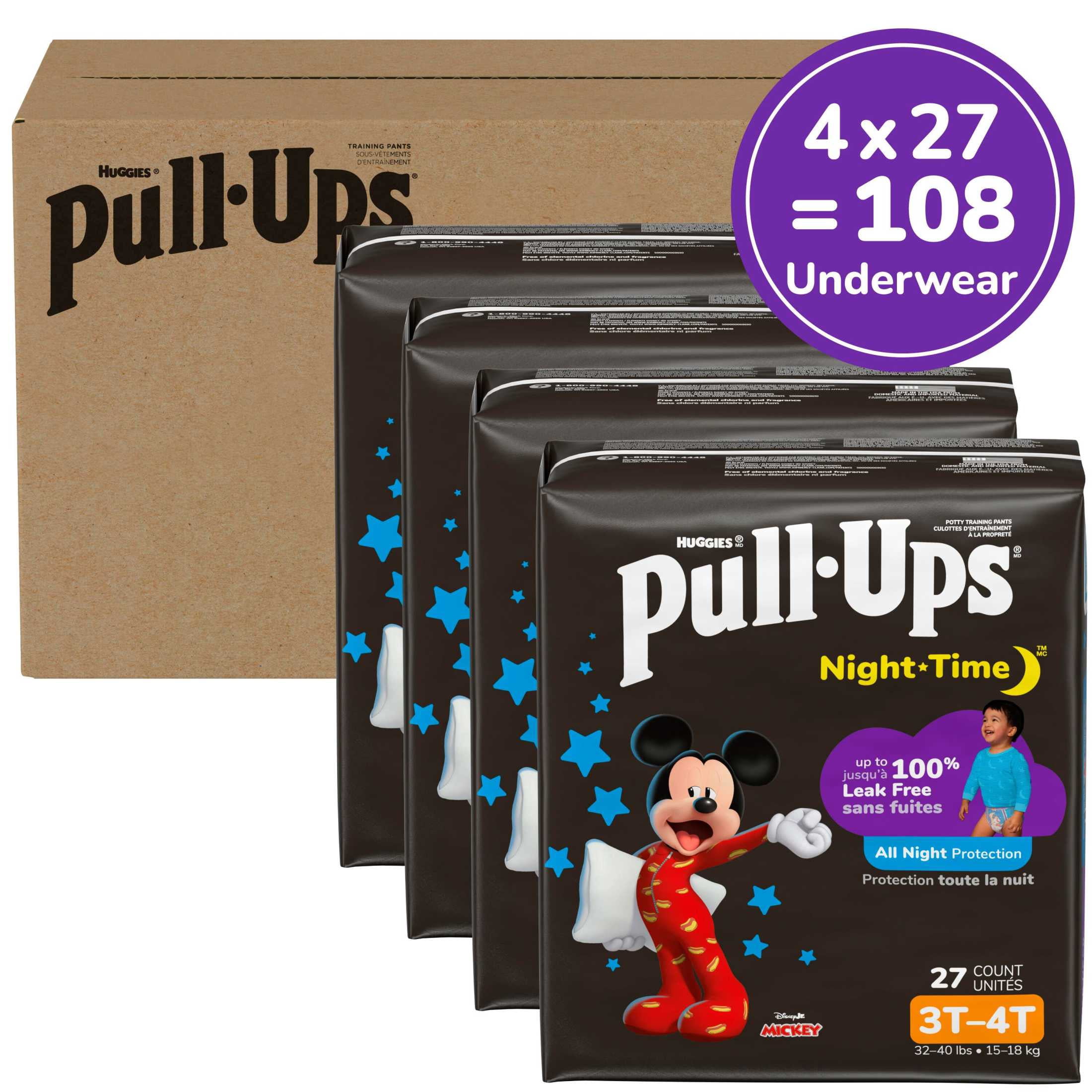 Pull-Ups Boys' Night-Time Overnight Potty Training Pants, 3T-4T, 108 Count