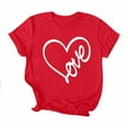 thumbnail image 3 of Fnooota Womens Valentine's Day T-shirts, Pullover Summer Crew Neck Fashion Short Sleeve Tops Red Size M, 3 of 5
