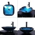 thumbnail image 4 of Eclife 16.5" Square Tempered Glass Bathroom Sink Combo with Faucet 1.5 GPM and Pop up Drain Bathroom Bowl,Blue, 4 of 8