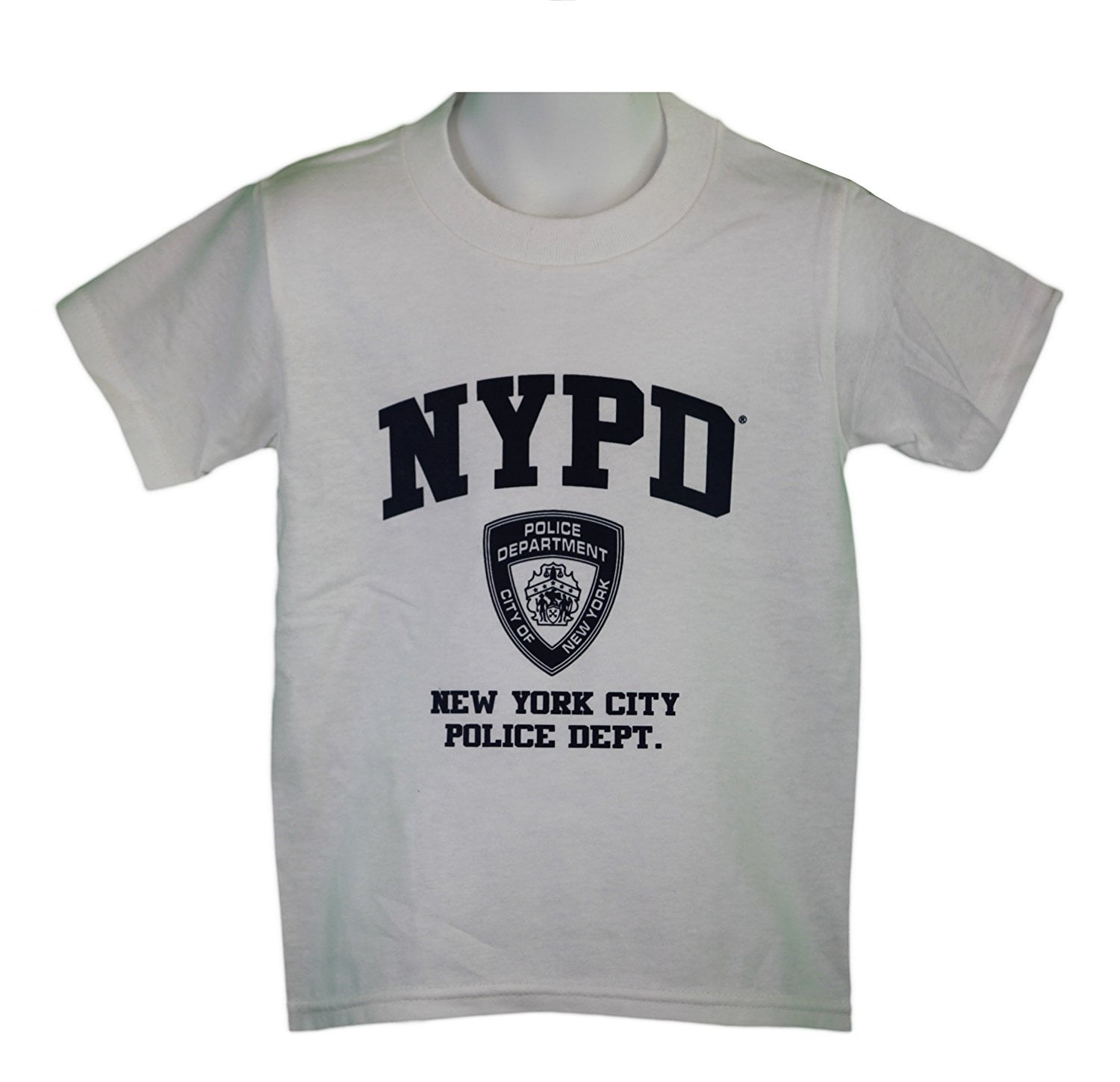 NYPD Kids Short Sleeve Screen Print T-Shirt Navy White Yellow