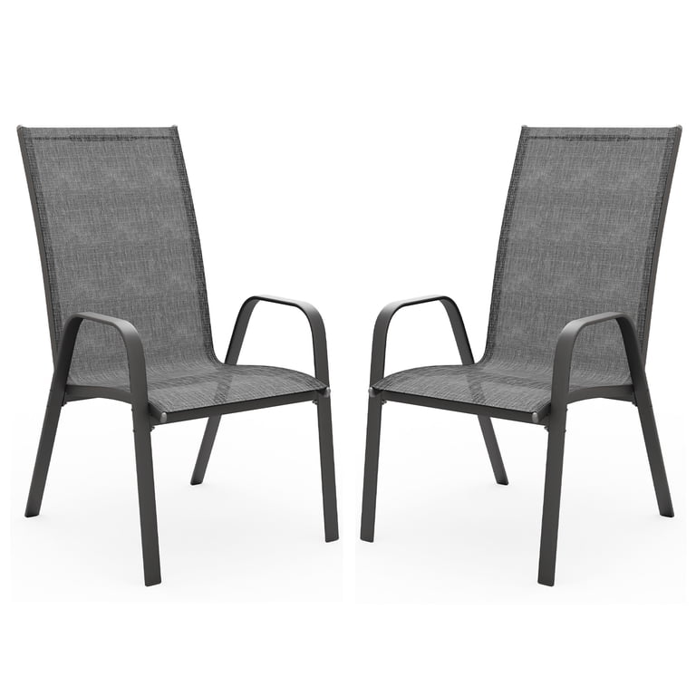 Fundaze Outdoor Dining Chair Set of 4, Stackable Grey photo 8