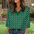 thumbnail image 2 of Jsaierl Womens 3/4 Length Sleeve Silk Satin Tops Summer V Neck Shirts Boho Polka Dot Petite Blouses Workout Holiday Tunic Top S-5XL, 2 of 6