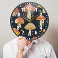 thumbnail image 6 of Yayeee Wall Clock Battery Operated 9.5" Silent Quartz Non-Ticking for Living Room Decor, Black MushRoom Decor Pattern, 6 of 8