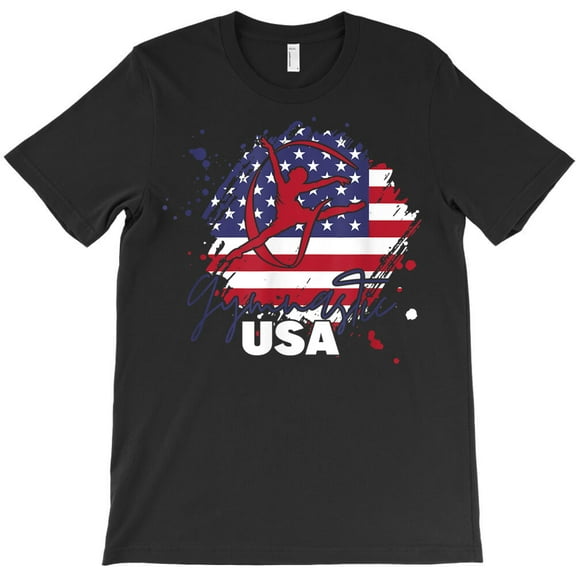 Gymnastics USA Gymnast Team Sports, American USA Flag Patriotic Graphic G1297 Unisex T-Shirt, Up to Size 5XL