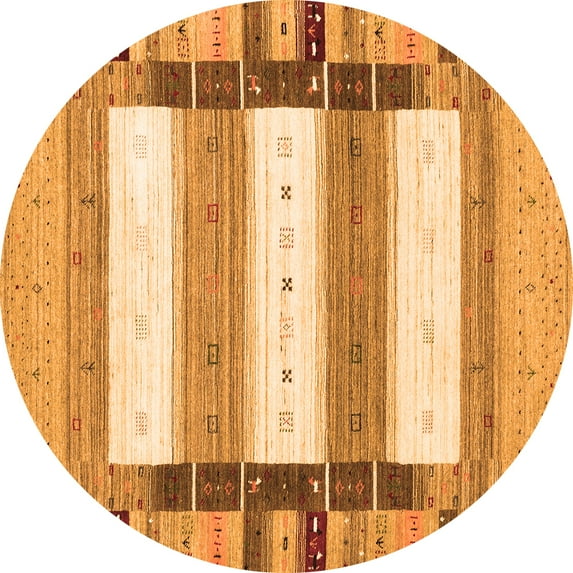 Ahgly Company Indoor Round Abstract Orange Contemporary Area Rugs, 6' Round