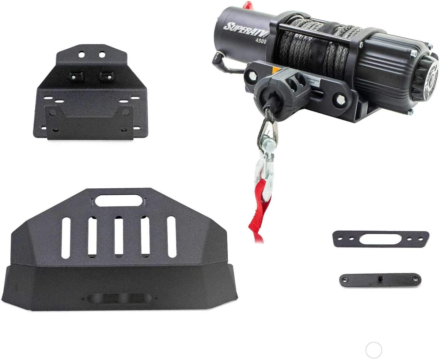 SuperATV Black Ops 4500 LB Winch and Winch Mounting Plate for 2018