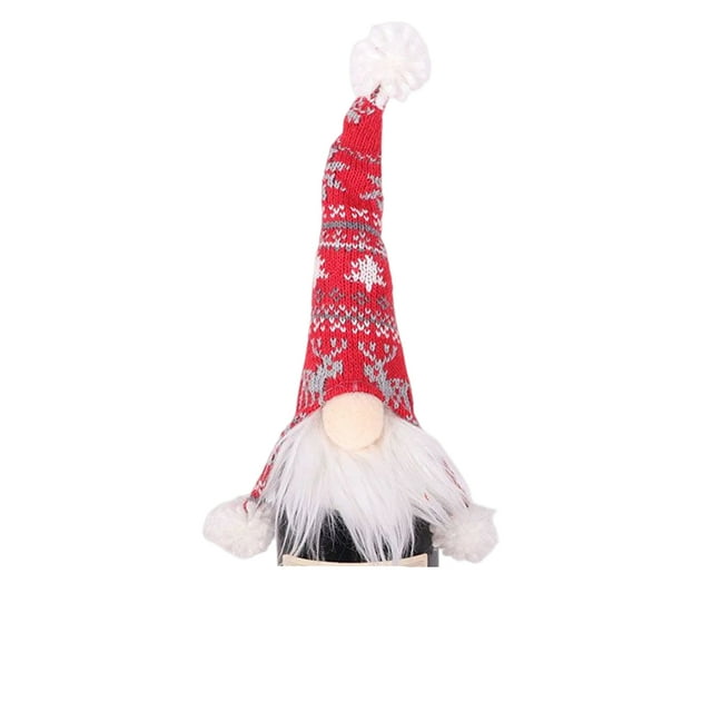 Kearding Cubierta de botella de vino de Navidad estilo nórdico Santa Claus tapa manga felpa botella de vino decoración de ropa sombrero de