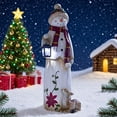 thumbnail image 3 of Farfi Christmas Snowman Figurine with Lantern Resin Snowman Statue Art Decor Outdoor Christmas Snowman Door Greeter for Yard Garden Decor(as seen), 3 of 12