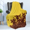 thumbnail image 4 of Natural Color Soft Flannel Fleece Throw Blanket, Coffee Lover Themed Sprinkled Beans Photo Print Caffeine Drink, Cozy Plush for Indoor and Outdoor Use, 50" x 60", Mustard and Redbrown, by Ambesonne, 4 of 5