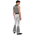 thumbnail image 2 of Aislor Men’s Metallic Jumpsuit 70s Disco Patchwork Sleeveless Romper Clubwear Theme Party Dancing Silver L, 2 of 4