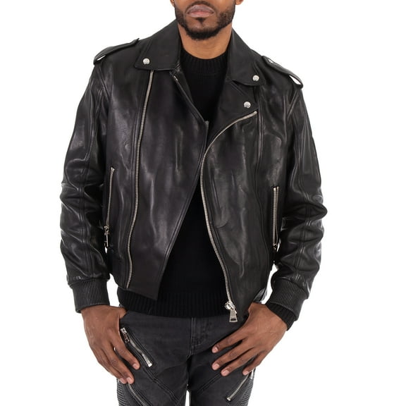 Balmain Leather Bomber Jacket, Brand Size 48 (US Size 38)