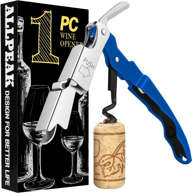 Allpeak Bottle Opener Wine Opener Corkscrew - 1PC Multi-Purpose Wine Bottle Opener, Corkscrew Wine Opener, Beer Bottle Opener, Wine Accessories, Ouvre Bouteille de Vin - Blue