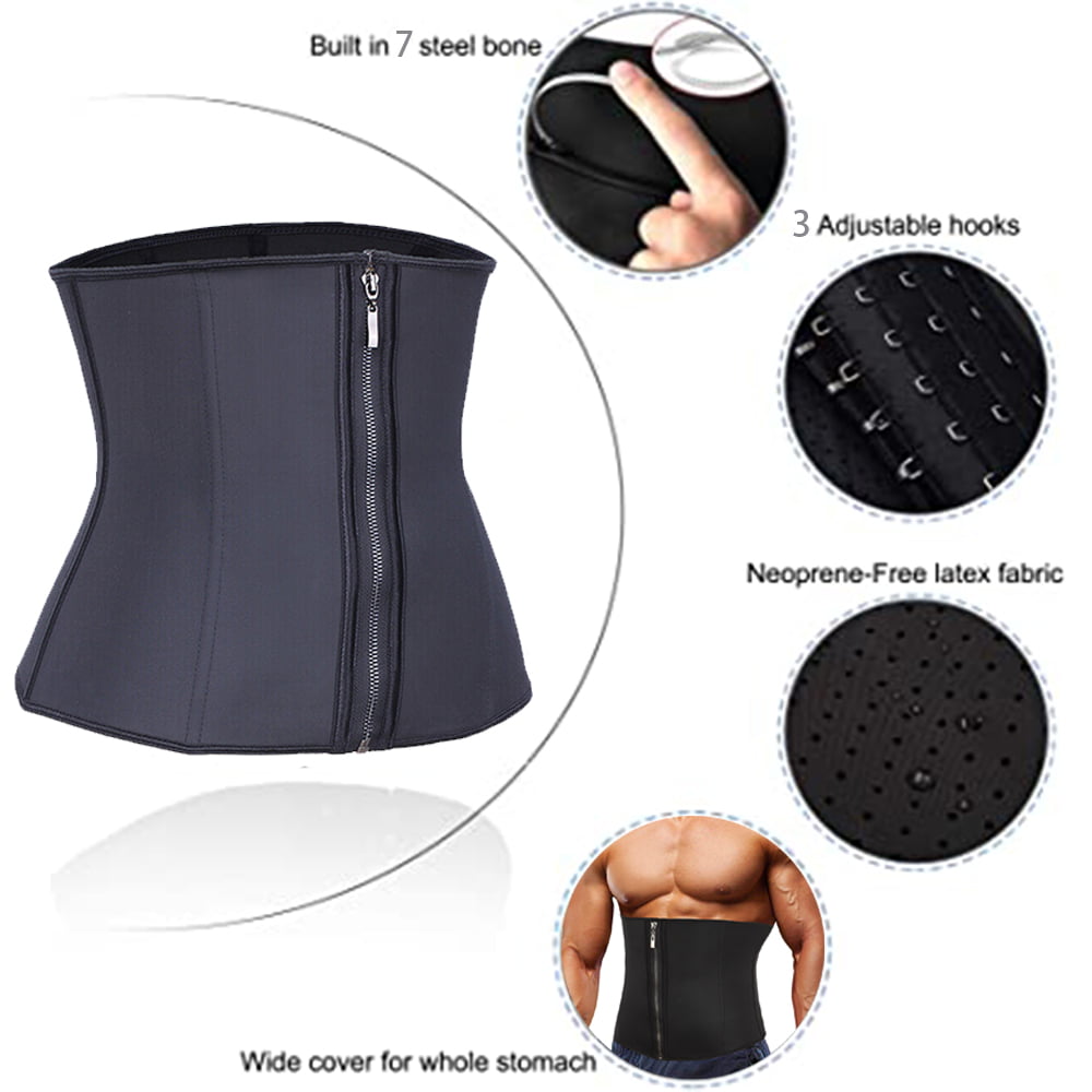 Latex Waist Trainer Belt for Men Body Weight Loss Hot Sweat Fat Burning Shaper Workout Trimmer Band 