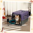 thumbnail image 5 of 2 Set Travel Pet Carriers for Small Cat Dog Plastic Hard Shell Carrier Cat with Bowl Wire Door Grille Mat Portable Breathable Security Lock Puppy Kennel for Travel Airline, 17.5", up to 13lbs(Purple), 5 of 14