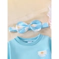 thumbnail image 6 of Suealasg Toddler Kids Girl Fall Outfits 1T 2T 3T 4T Long Sleeve Tops Daisy Print Flare Pants Headband 3Pcs Baby Girl Autumn Clothing, 6 of 7