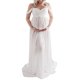 thumbnail image 1 of SAYOO Vestido de maternidad para fotografía Color sólido Fuera del hombro Vestido de gasa Frente Split Vestidos largos de embarazo para sesión de fotos SAYOO casual, 1 of 4