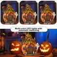 thumbnail image 3 of Colorful Light Up Halloween Village, 6.5"H Spooky Miniature Haunted House Decor, Resin Ghost Pumpkin Figurine Outdoor Fall Fairy Garden Statue, Indoor Tabletop Desk Mantel Decoration for Home, 3 of 7