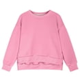 thumbnail image 3 of kamemir Girls Crewneck Sweatshirt Long Sleeve Pullover Tops Drop Shoulder Sweatshirts Side Split(Pink,11-12 Years), 3 of 6