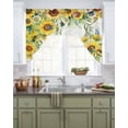 thumbnail image 2 of Sunflower Kitchen Curtains Swag Valance for Windows/Bathroom/Cafe, Summer Botanical Butterfly Watercolor Rod Pocket Drape Panel Swag Curtain Valance for Bedroom/Living Room 55''x36'', 2 of 6
