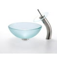 thumbnail image 2 of KRAUS Frosted Glass Vessel Sink in Clear with Single Hole Single-Handle Waterfall Faucet in Satin Nickel, 2 of 3
