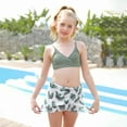 thumbnail image 6 of 8-14T Girls Swimsuits 3 Piece Bathing Suit Printed Strap Bikini Set with Cover Up Skirt Beach Swimwear, 6 of 10