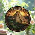 thumbnail image 2 of ChichÃ©n ItzÃ¡ Mexico Suncatcher Stained Glass Window Hanging Handmade Stained Glass Suncatchers Metal Chain Outdoor Garden Decor Gift for Women Christmas Thanksgiving, Stained, 2 of 6