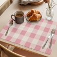 thumbnail image 3 of Placemat Set of 6 Pink White Plaid Placemats for Dining Table Abstract Art Washable Table Mats for Kitchen and Party Decor Indoor & Outdoor Use, 3 of 8