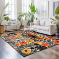 thumbnail image 3 of Area Rugs 2.7'x5', Orange Yellow Black Carpet Runner Indoor Outdoor Rugs Home Decor Aesthetic, Botanical Tropical Leaf Summer Non Slip Mats Washable Accent Rug for Living Room Bedroom, 3 of 8