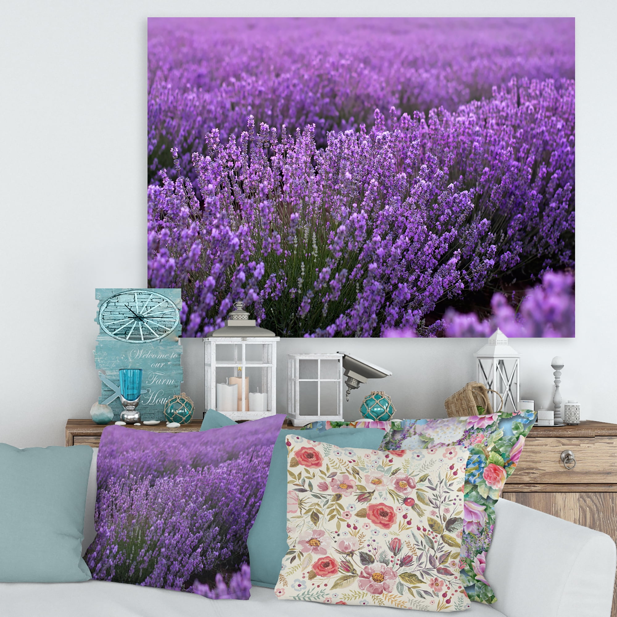 Designart ' Blooming Purple Lavender Meadow ' Farmhouse Canvas Wall Art Print