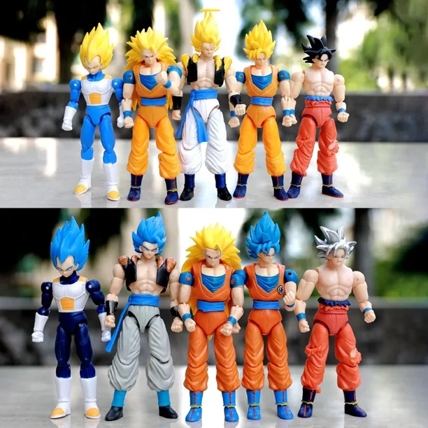 Figura de accion de Dragon Ball Son Goku Vegeta Gogeta Super Saiyan cambio de cabeza 2 estilos adorno regalos 5 unidades por juego1110 Walmart en linea
