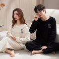 thumbnail image 4 of Pijamas de pareja Pijamas de mujer de otoño e invierno Ropa informal para el hogar para hombre Traje de dos piezas de algodón peinado suelto, 4 of 6