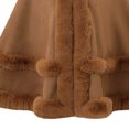 thumbnail image 4 of UTSJKR Women Hooded Faux Fur Trim Poncho Cape Loose Batwing Sleeve Warm Shawl Wrap Coat for Cold Winter Occasions Brown, 4 of 8