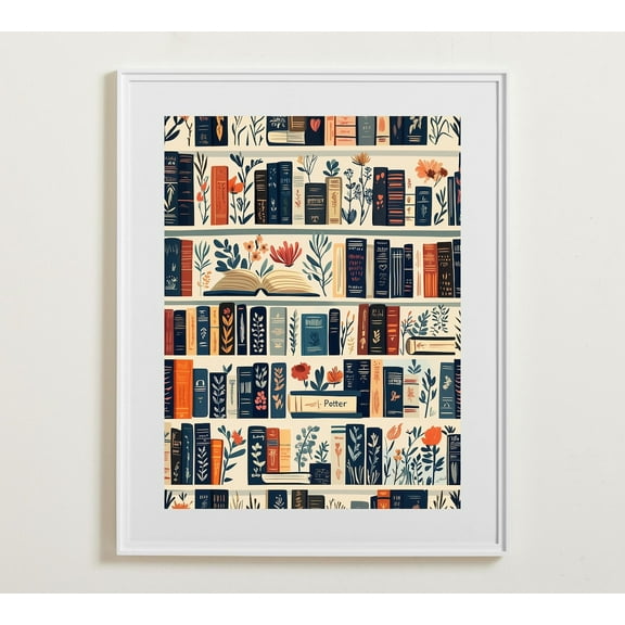 Vintage Library Wall Art, Retro Book, Bookworm Poster, Trendy Reading Art, Gallery Wall Art, Wall Art Wall Art, Modern Wall Decor, 8x12 UNFRAMED