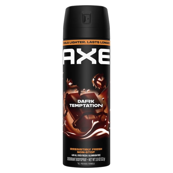 AXE Body Spray Deodorant 48 Hour All Over Fresh Dark Temptation Aluminum Free, 3.9 oz