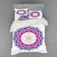 thumbnail image 2 of Lotus Duvet Cover Set, Geometry Yantra Mandala Triangle Yoga Illustration, Bedding Set with Shams and Fitted Sheet, 3 Sizes, by Ambesonne, 2 of 3