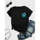 thumbnail image 1 of 1pc Vintage Beach Graphic Tee, Women's Polyester Crew Neck T-Shirt with Geometric Pattern, Short Sleeve Knit Fabric Top for Summer, 1 of 6