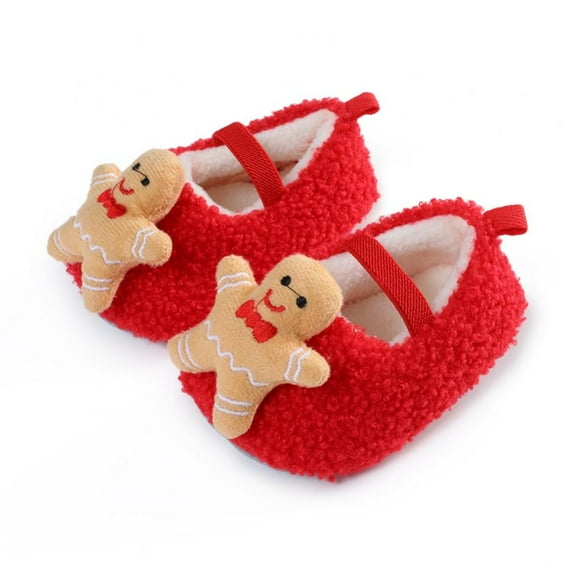 Monfince Baby Toddler Shoes Newborn Plush Warm Boots Christmas Slipper Shoes Infant Winter Prewalker Boot 0-6M