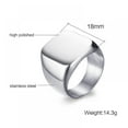 thumbnail image 2 of Fashion Rings Square Big Width Signet Rings Titanium Steel Man Silver Black Men Ring Jewelry Size 7-12, 2 of 9
