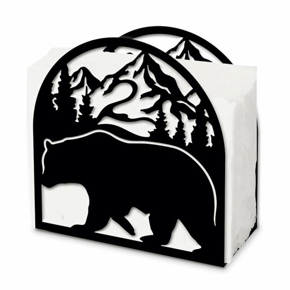 Gleamdisplay Bear Metal Napkin Holder - Black, 4.9x4.9x2.1 Inches for Kitchen Dining Table