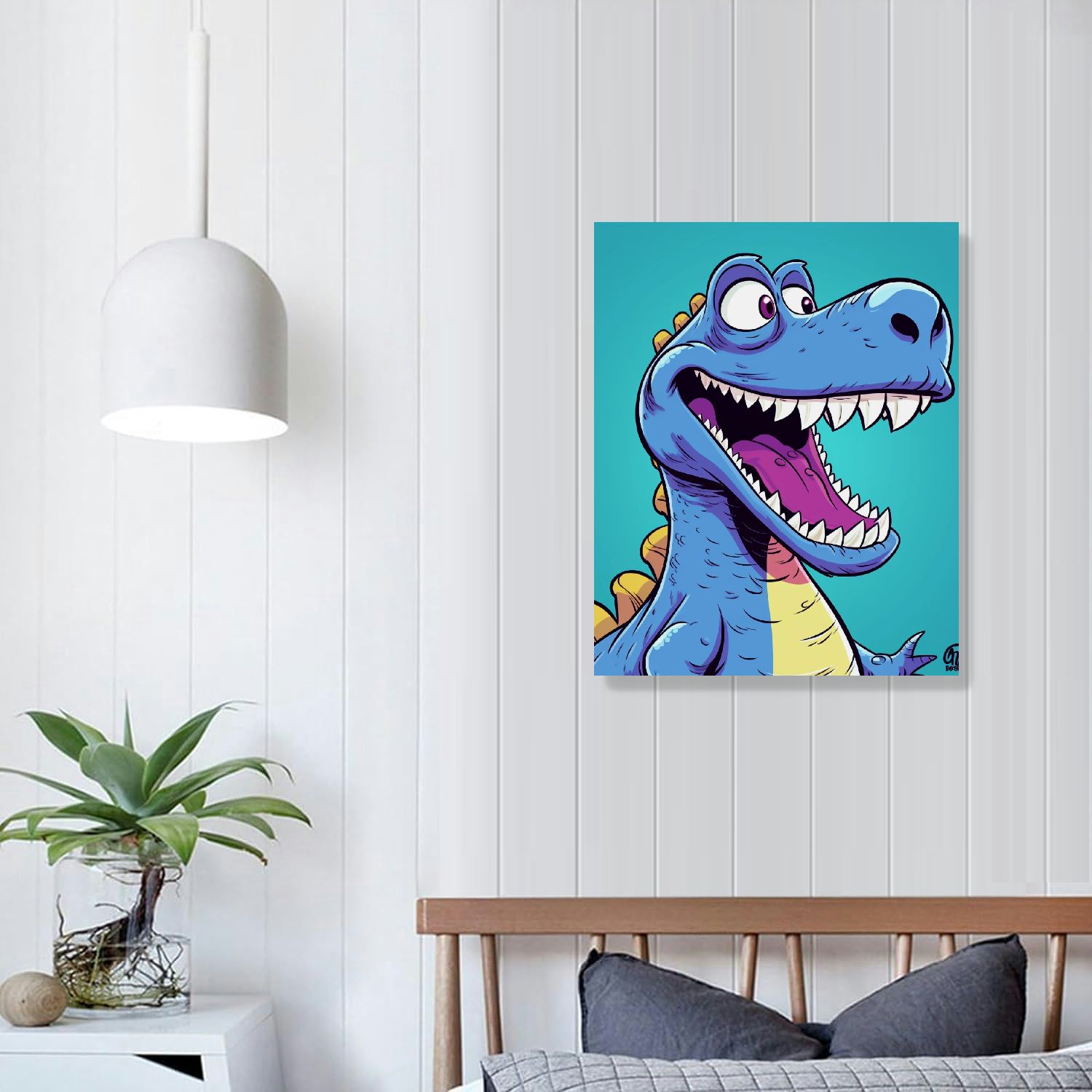 Nawypu  Watercolor Dinosaur Wall Art Print- Inspirational Quote Animal Canvas Print -Woodland Poster for Playroom or Nursery Boy Room Decor