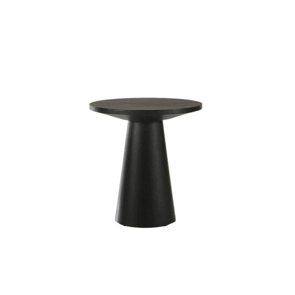 FurniFact Round Console Table, Natural Wood Grain, Ebony Black