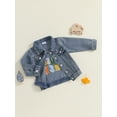 thumbnail image 4 of Suealasg Toddler Boys Girls Jean Jackets Kids Baby Outwear Long Sleeve Lapel Letter Print Denim Jacket for Girls Boys Fall Winter Denim Coat Outerwear, 4 of 8