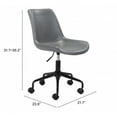 thumbnail image 4 of Modern Gray Faux Leather Rolling Office Chair, 4 of 11
