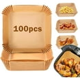 thumbnail image 1 of HSHDLDF Friteuse à Air Chaud Papier Jetable Carré Papier Parchemin Antiadhésif Feuille de Qualité Alimentaire Imperméable Anti-Huile Accessoires pour Cuisson Cuisson Rôtissage Micro-Ondes (100 Pcs-7.9 Pouces), 1 of 7