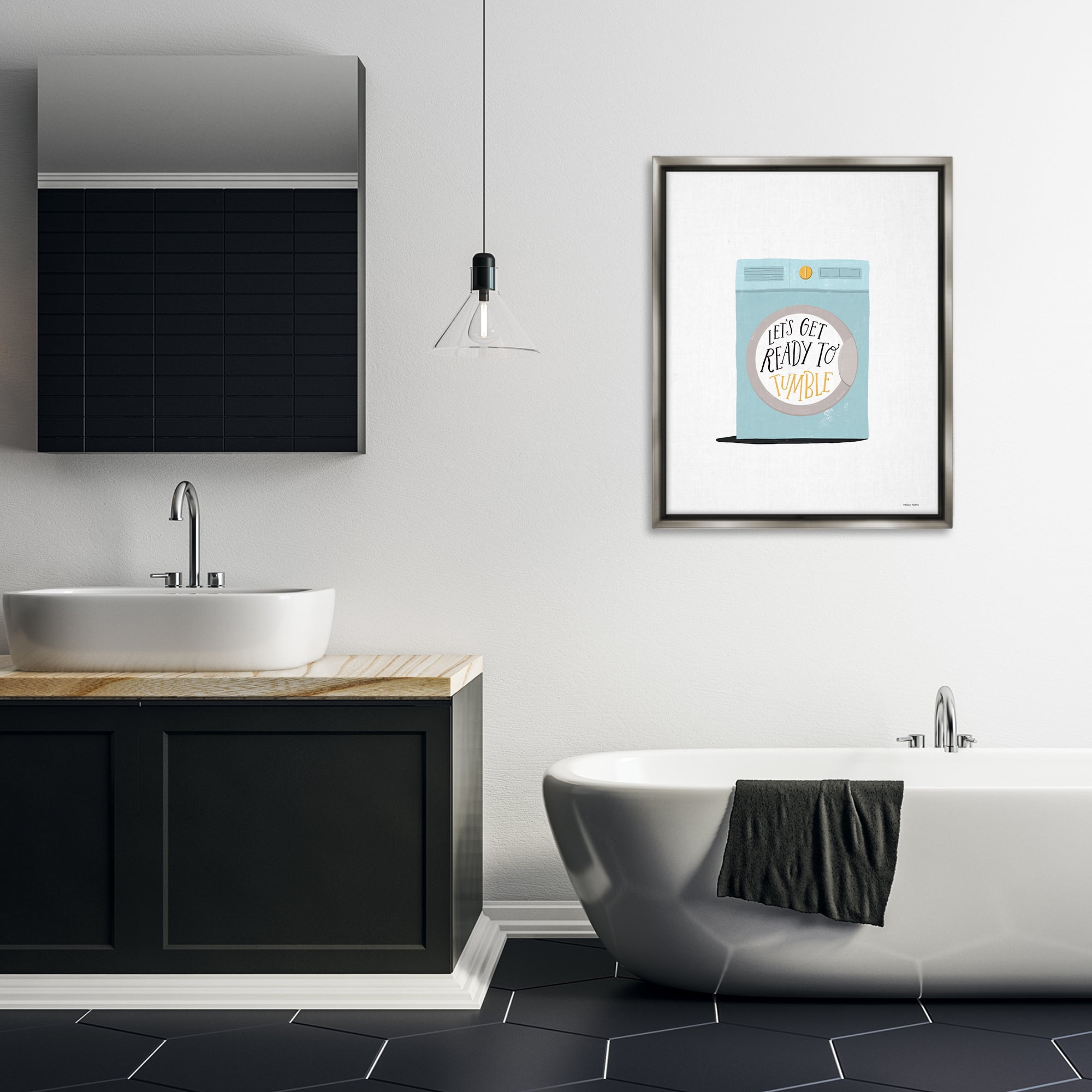 Stupell Industries Ready to Tumble Laundry Typography Painting Gray Floater Framed Art Print Wall Art, 25 x 31