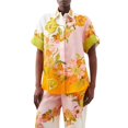thumbnail image 5 of Women's Casual Two-Piece Set Cotton Linen Printed Shirt and Trousers Set, 5 of 5